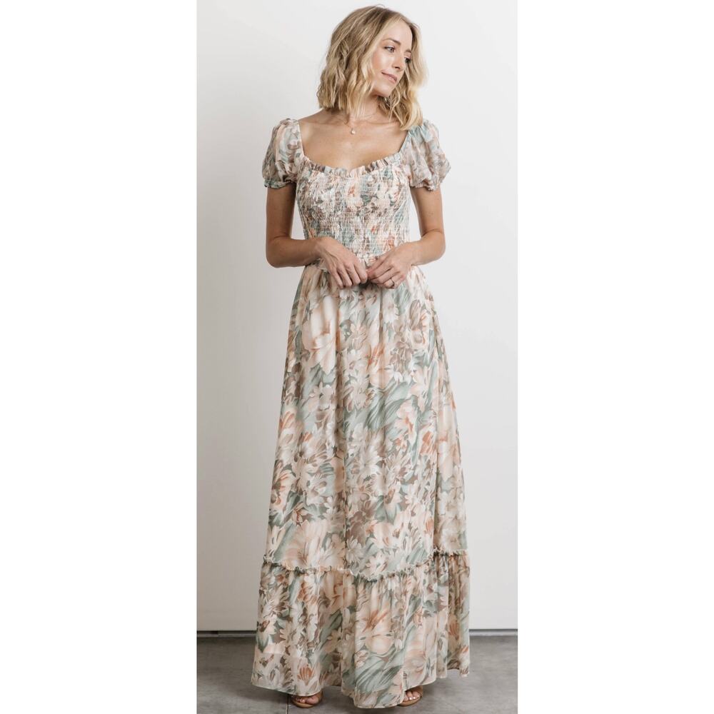 Baltic Born Floral Maxi Dress in Cream, Sage & Blush